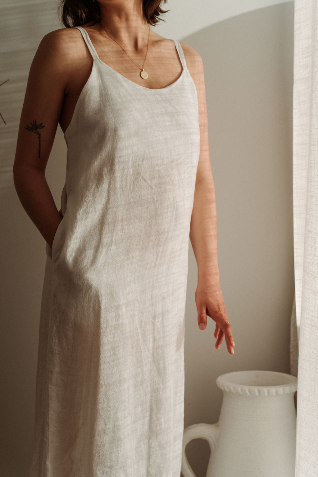 Esme Stonewashed Dress White