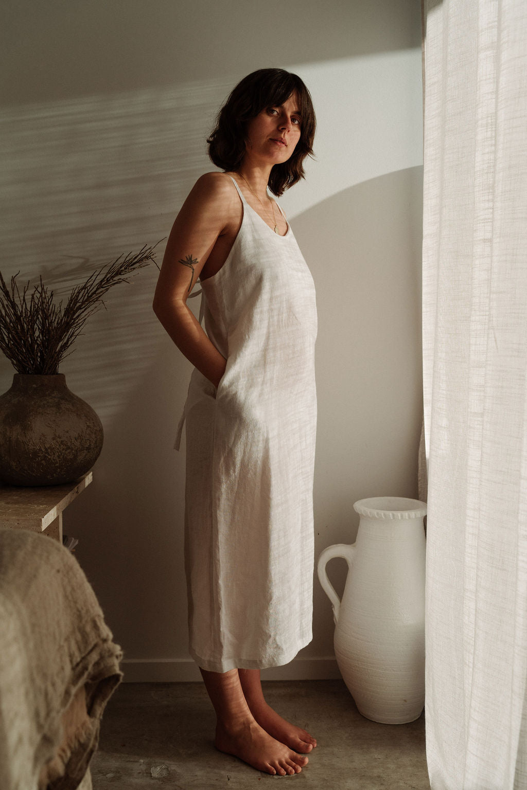 Esme Stonewashed Dress White
